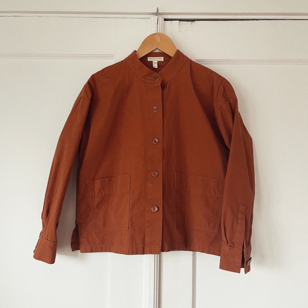 Eileen Fisher cotton canvas jacket, EUC, petite small